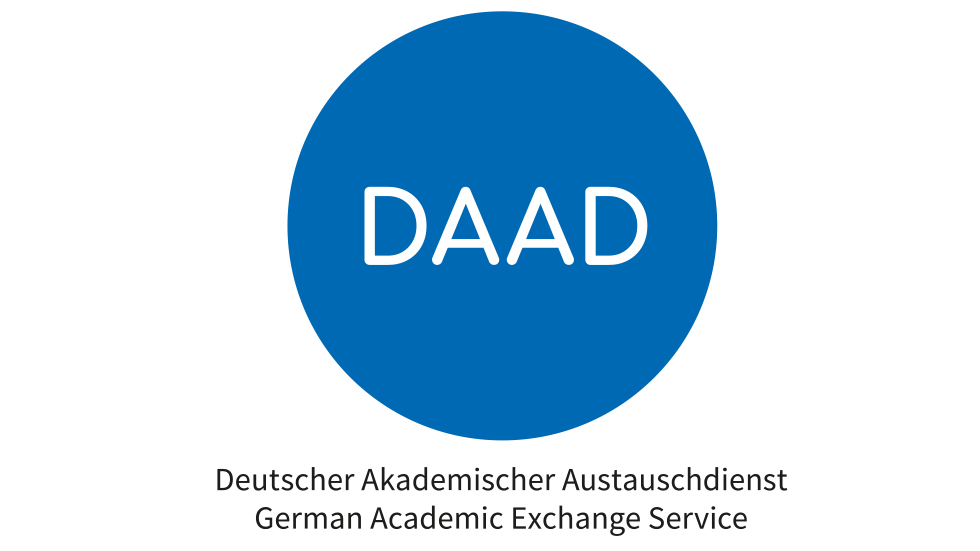 Logo of the German Academic Exchange Service: A blue circle wherein is written DAAD in white capital letters.