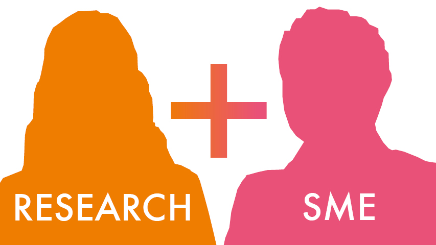 Pictogram representing both parts of the InnoHealth USA's Research-SME-Tandem.