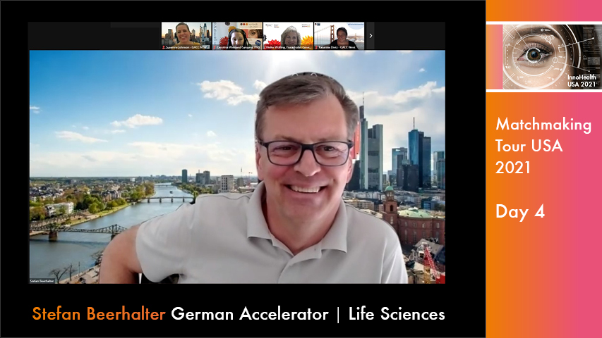 Stefan Beerhalter, German Accelerator Life Science, presenting the programs of the accelerator all designed to help German startups and companies succeed in the global marketplace. 