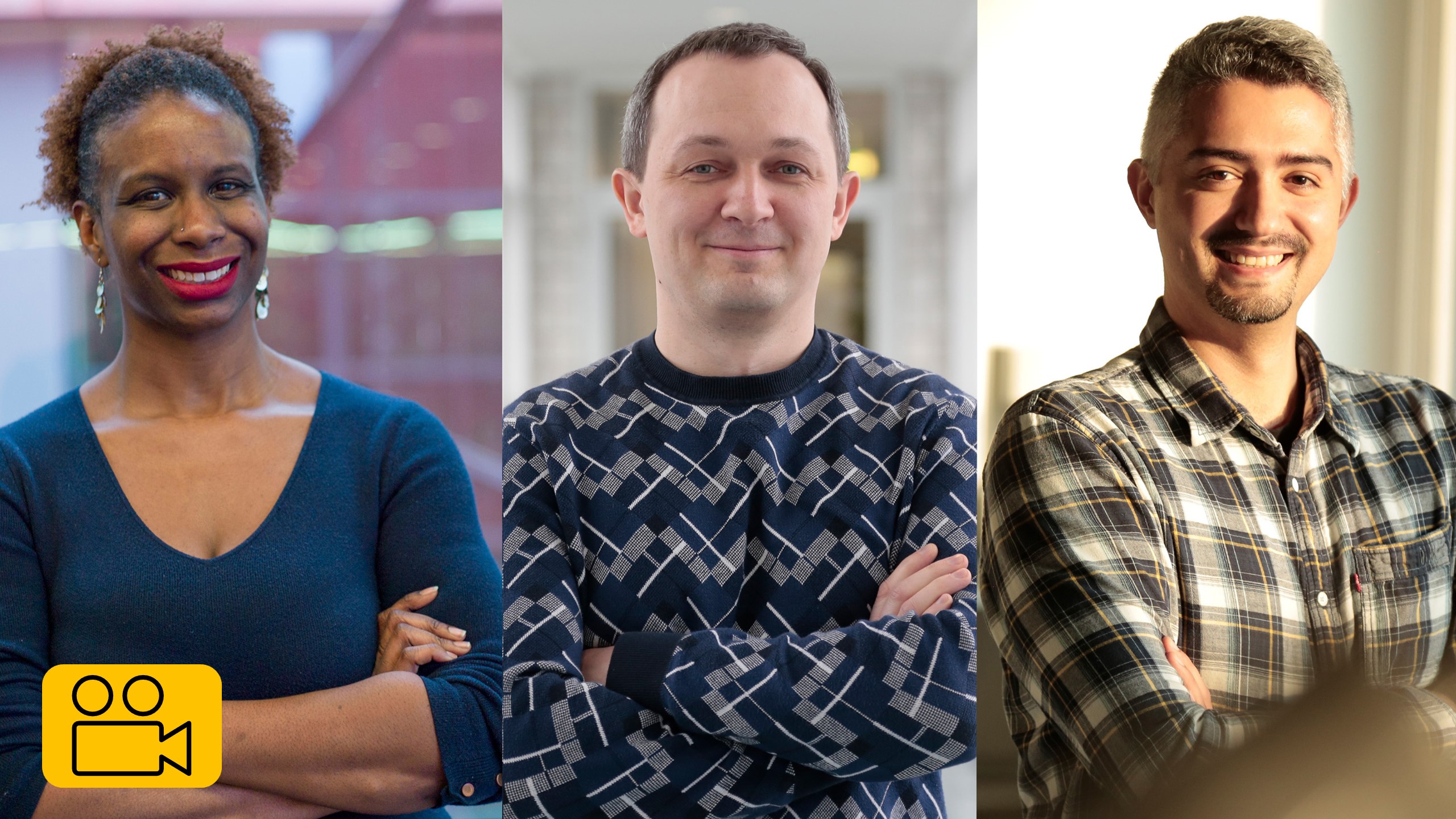 Portrait photos of the three researchers you can follow. 
