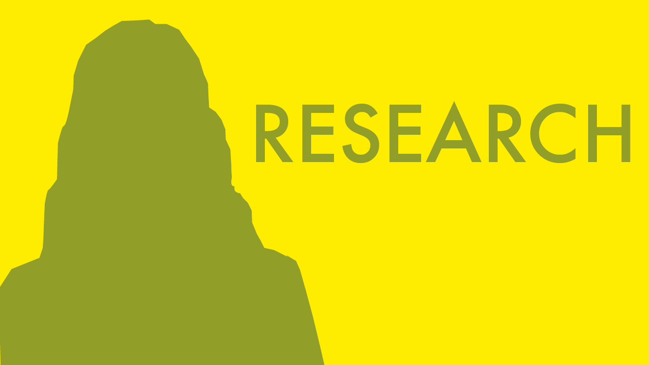 Outline of a woman, labeled "RESEARCH", as pictogram for a Research participant.
