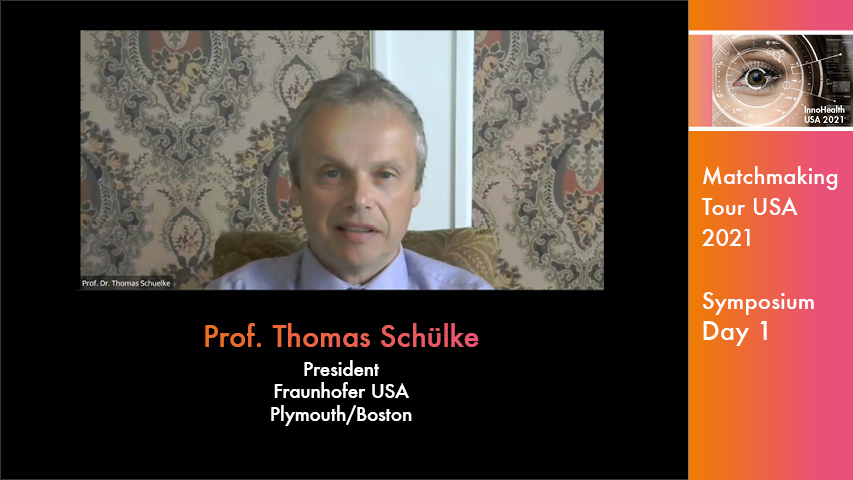 Symposium of the virtual Matchmaking Tour USA, June 7th, 2021. Prof. Thomas Schülke speaking.