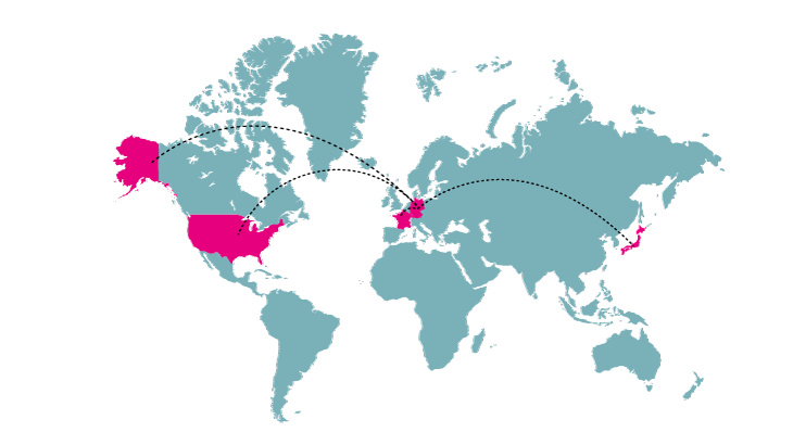 World map highlighting campaign partner countries