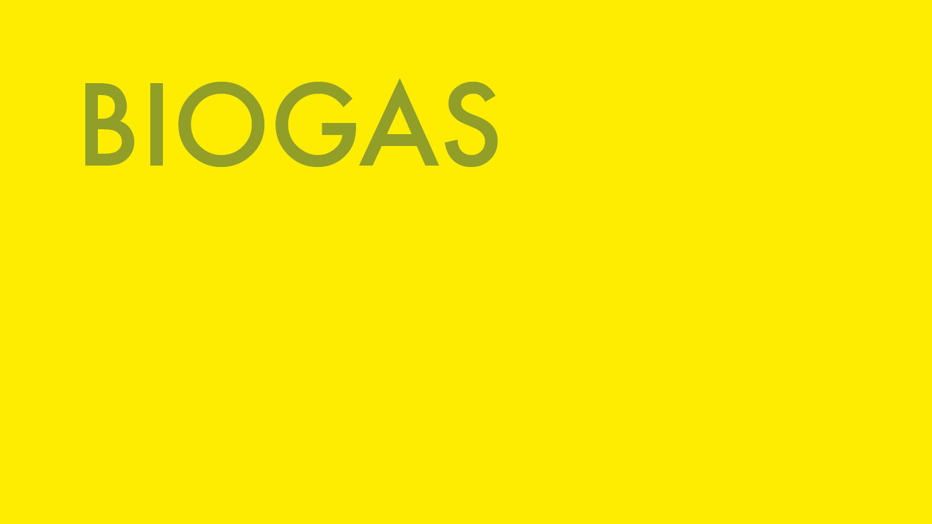 Green Lettering "BIOGAS" on yellow background