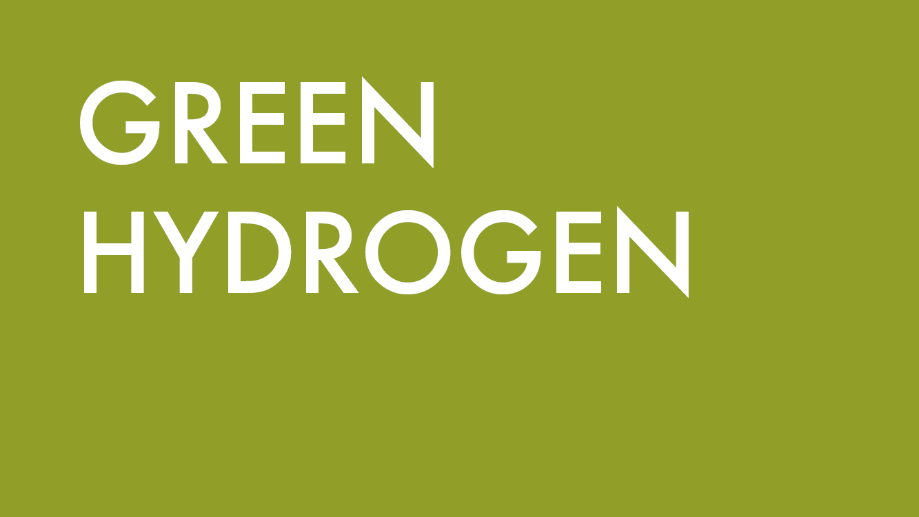 White lettering "GREEN HYDROGEN" on green background